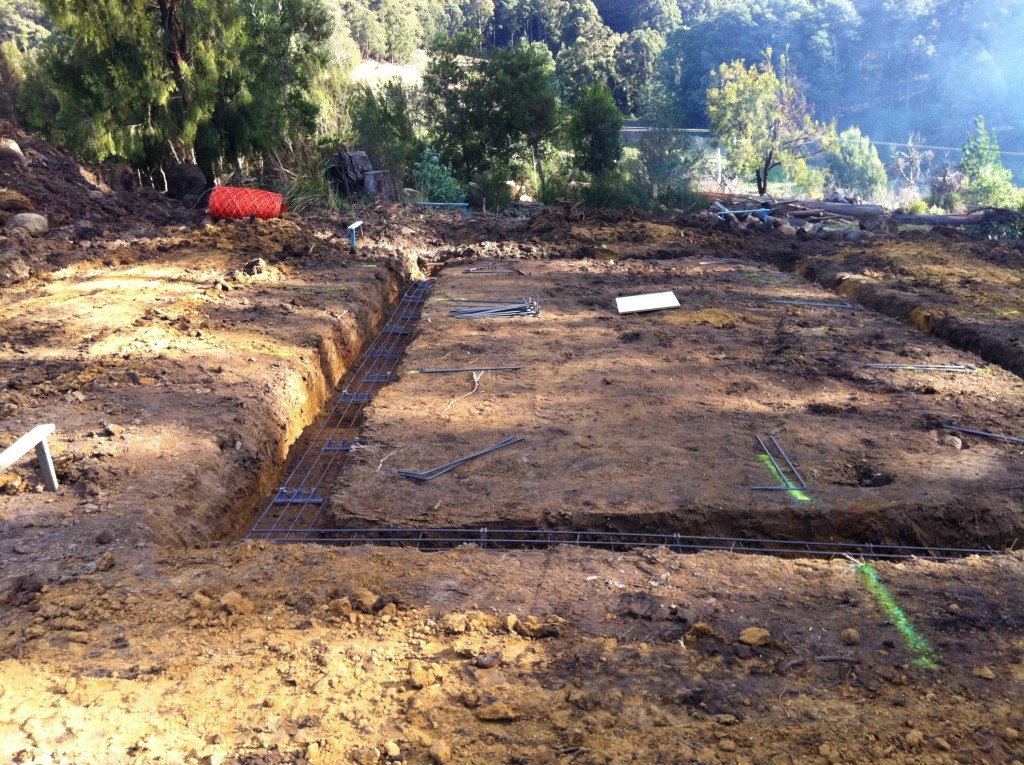 The footings all dug with the trench mesh (steel reinforcing) in place