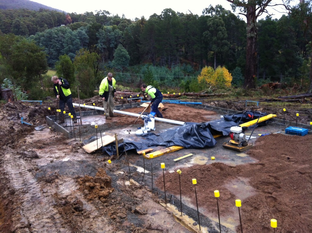 Digging the trench for the plumbing