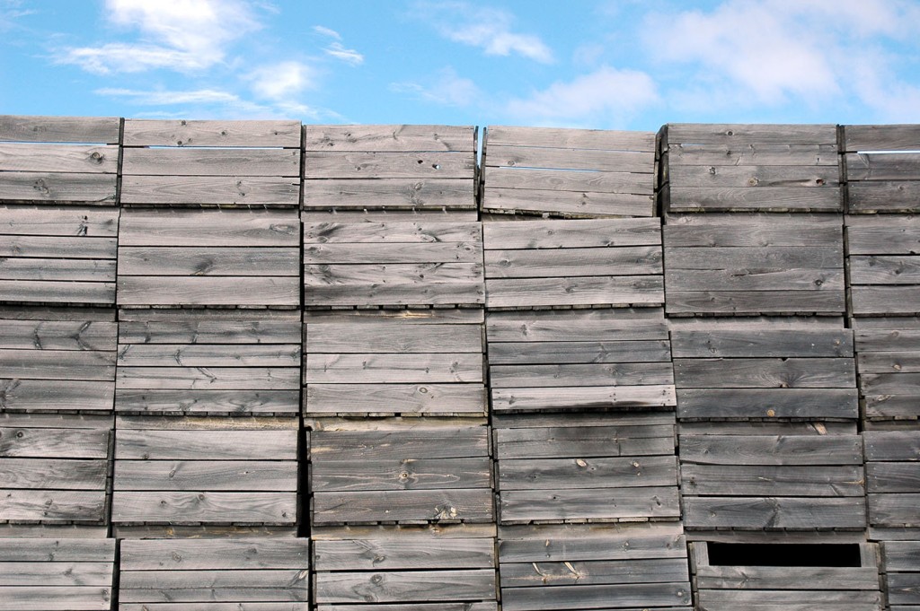 Apple crates: design inspiration for the cladding to reference the local fruit industry