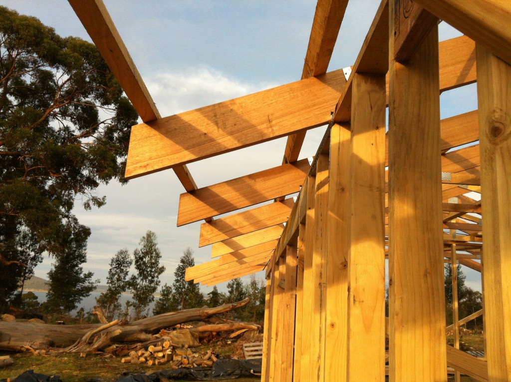 The ends of the trusses will be taper cut to reduce exposure of the end grain to the weather