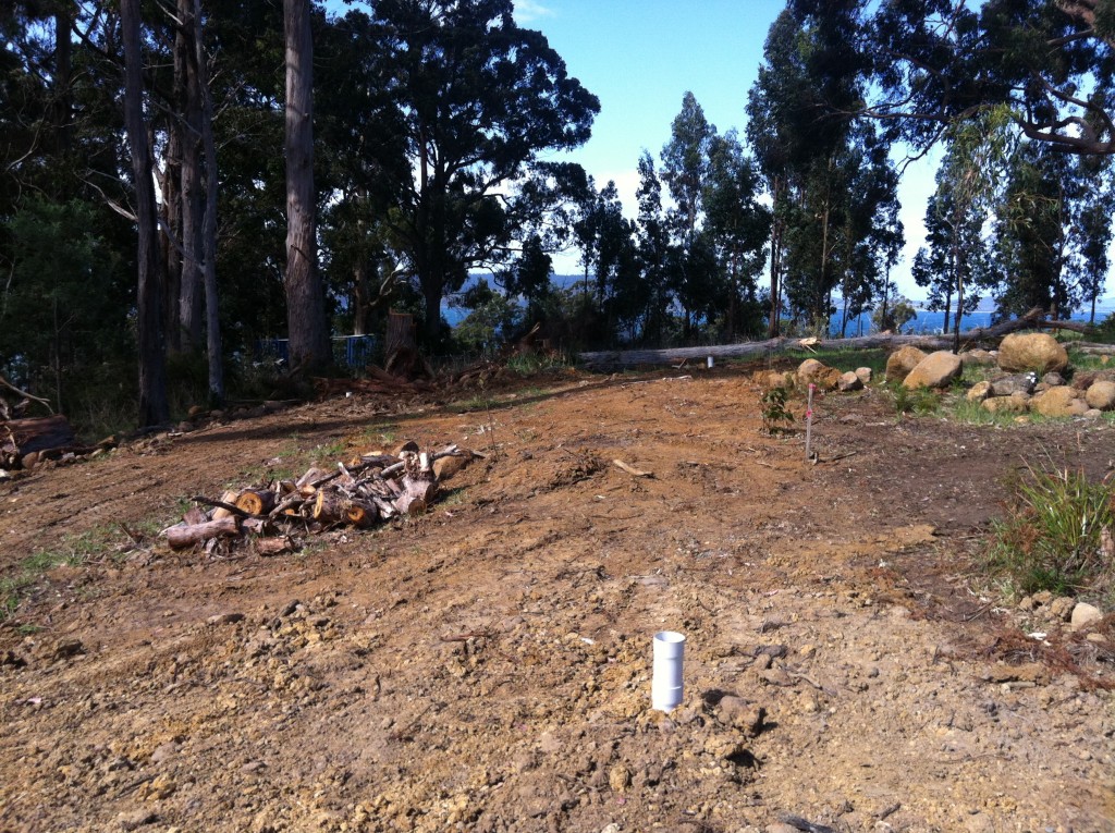 Gone: the absorption trenches, covered in topsoil, hardly noticeable except for the inspection opening pipe