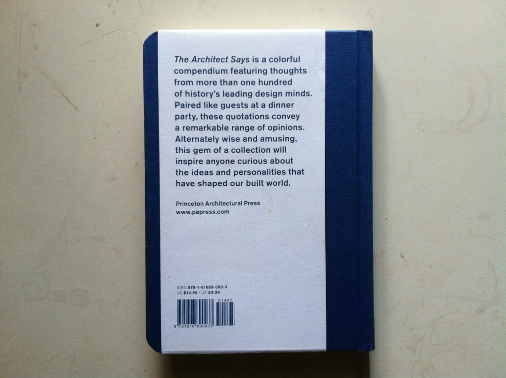 The Architect Says, by Laura Dushkes - rear cover