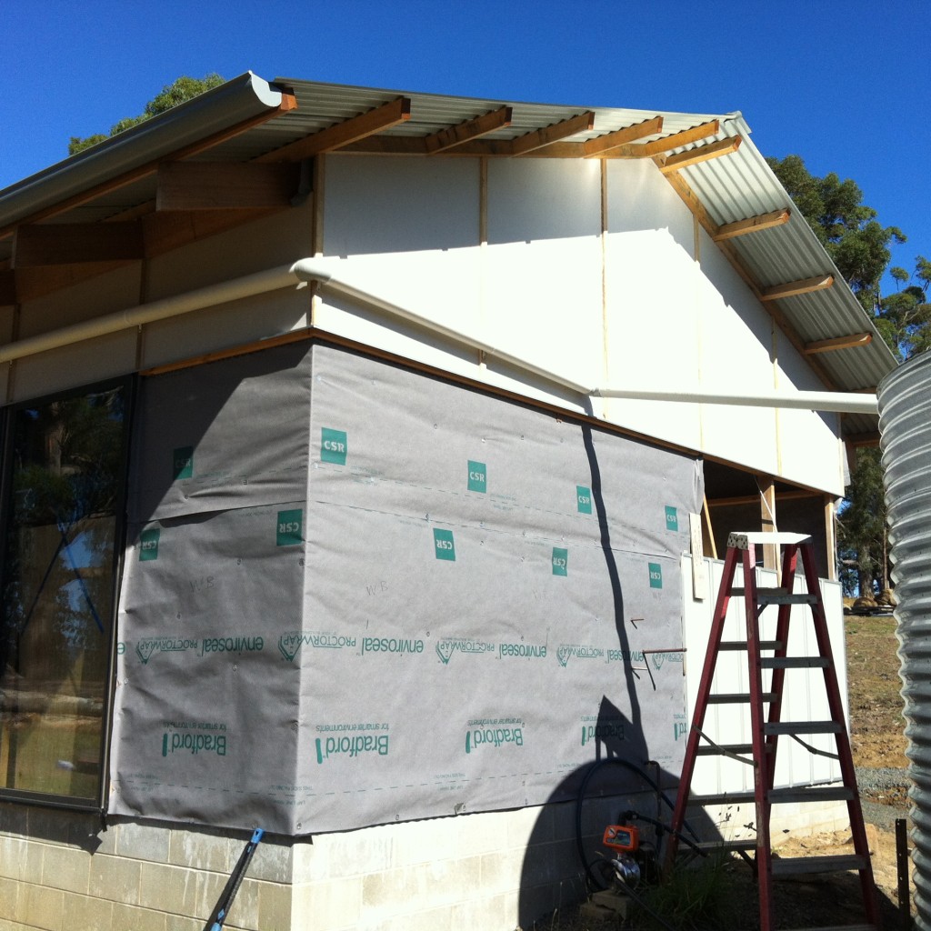 Let it flow: the downpipe running to the water tank