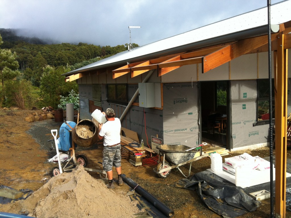 Mixalot: Scott mixing a load of lime mortar