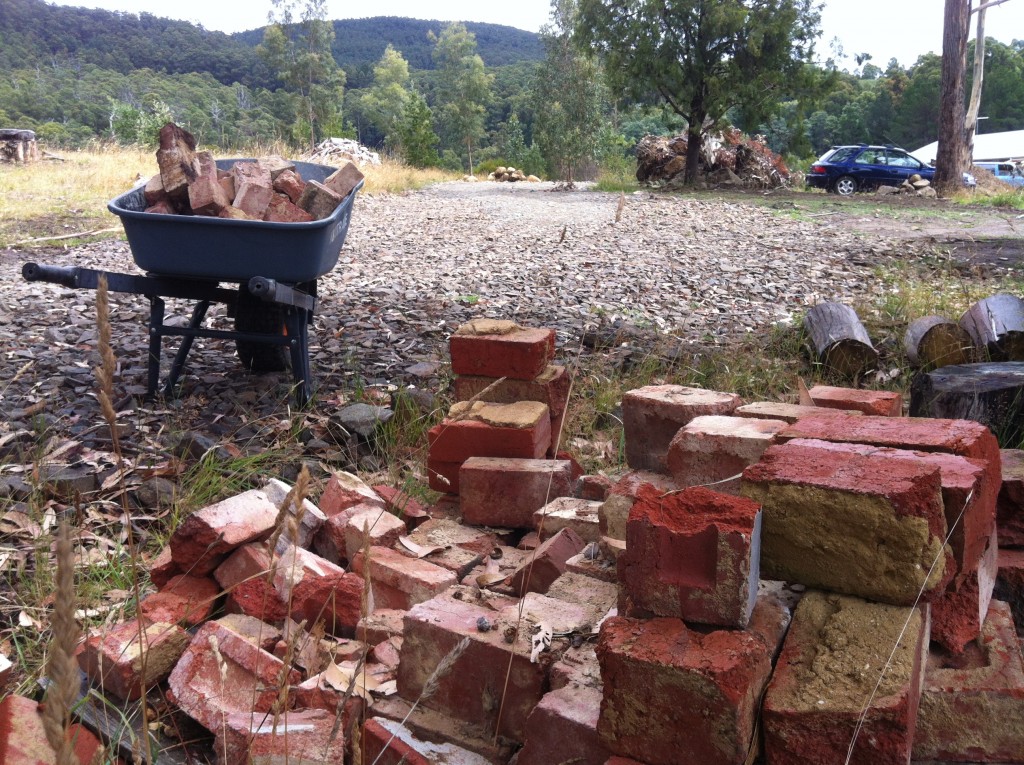 Halves: running down the stack, using the incomplete bricks for the English bond course