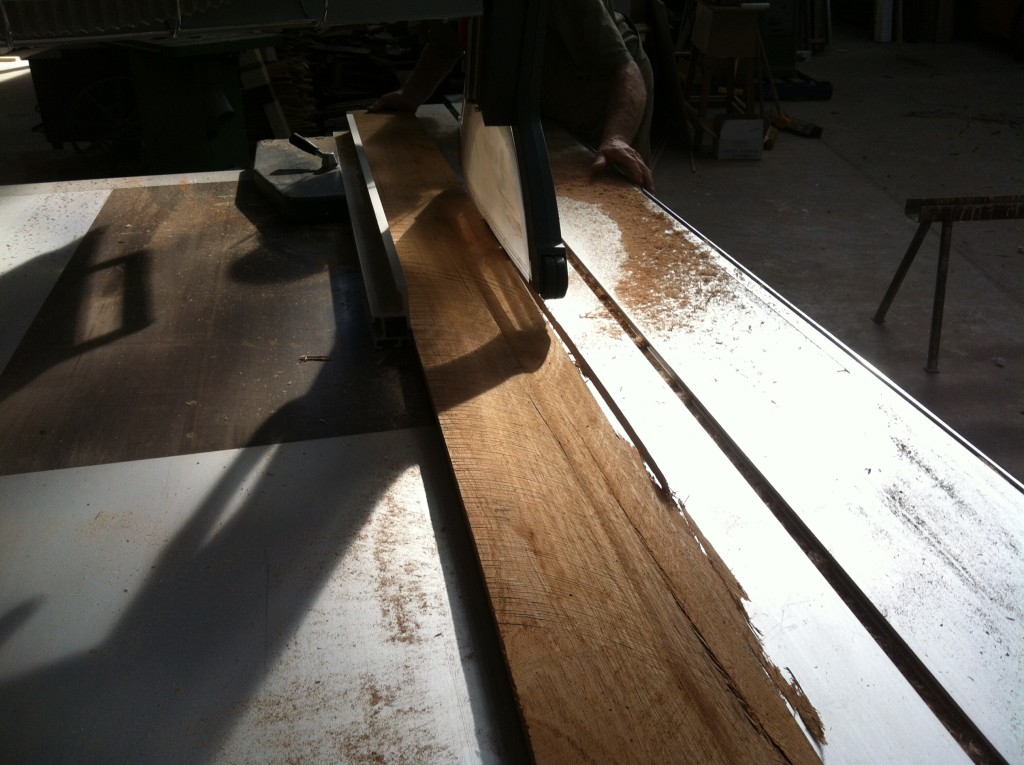 Sizing: cutting the boards to width on the table saw