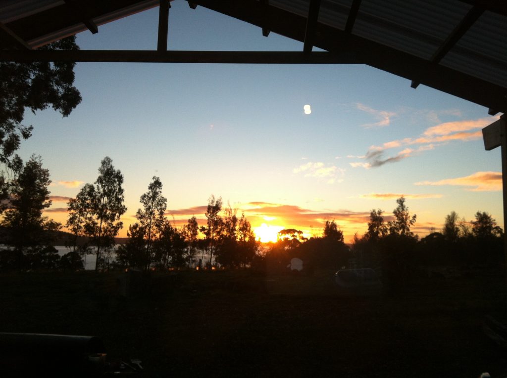 Rise and shine: the view of the sunrise from the kitchen