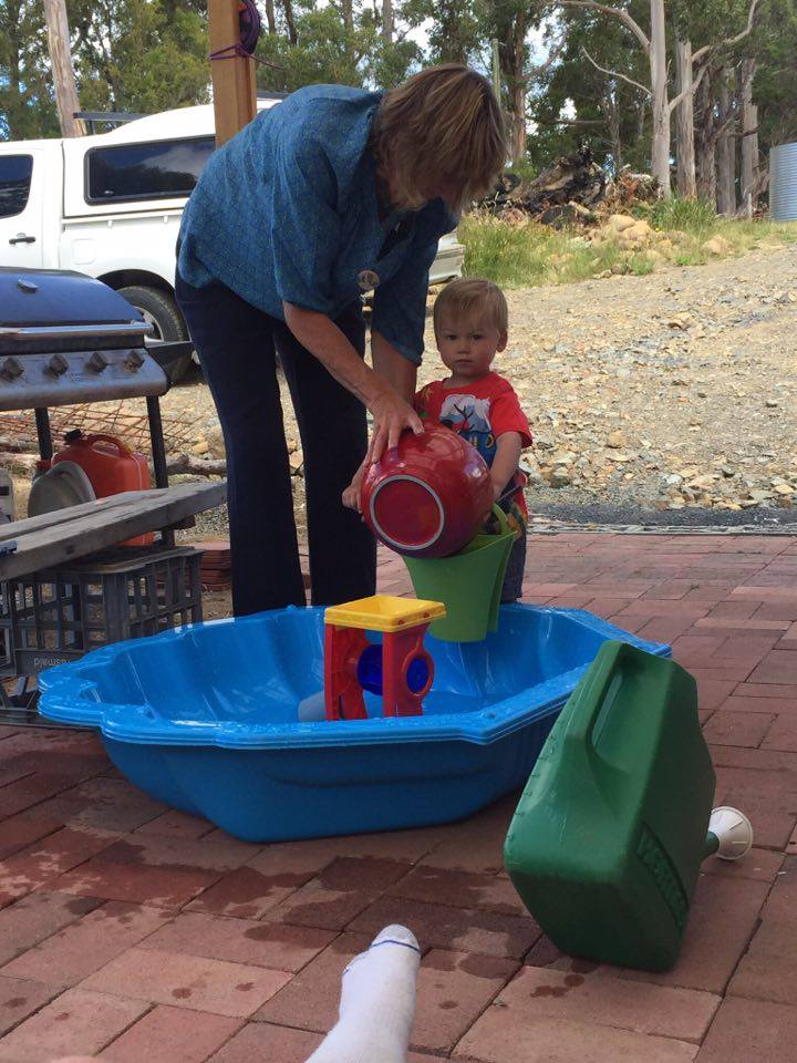 Water hazard: Pacey playing in his pool