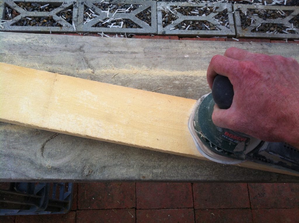 Random: using the random orbital sander to quickly sand the duckboards