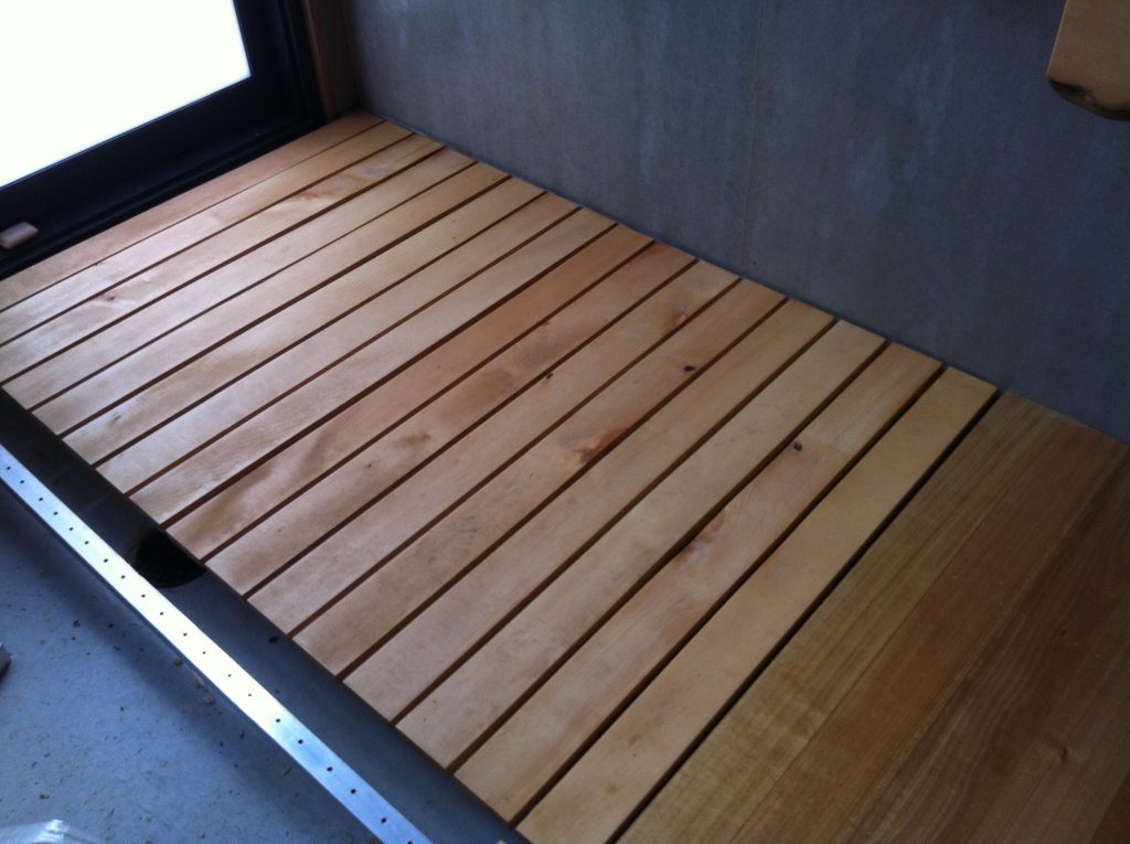 In situ: the shower section of the duckboards sitting in place