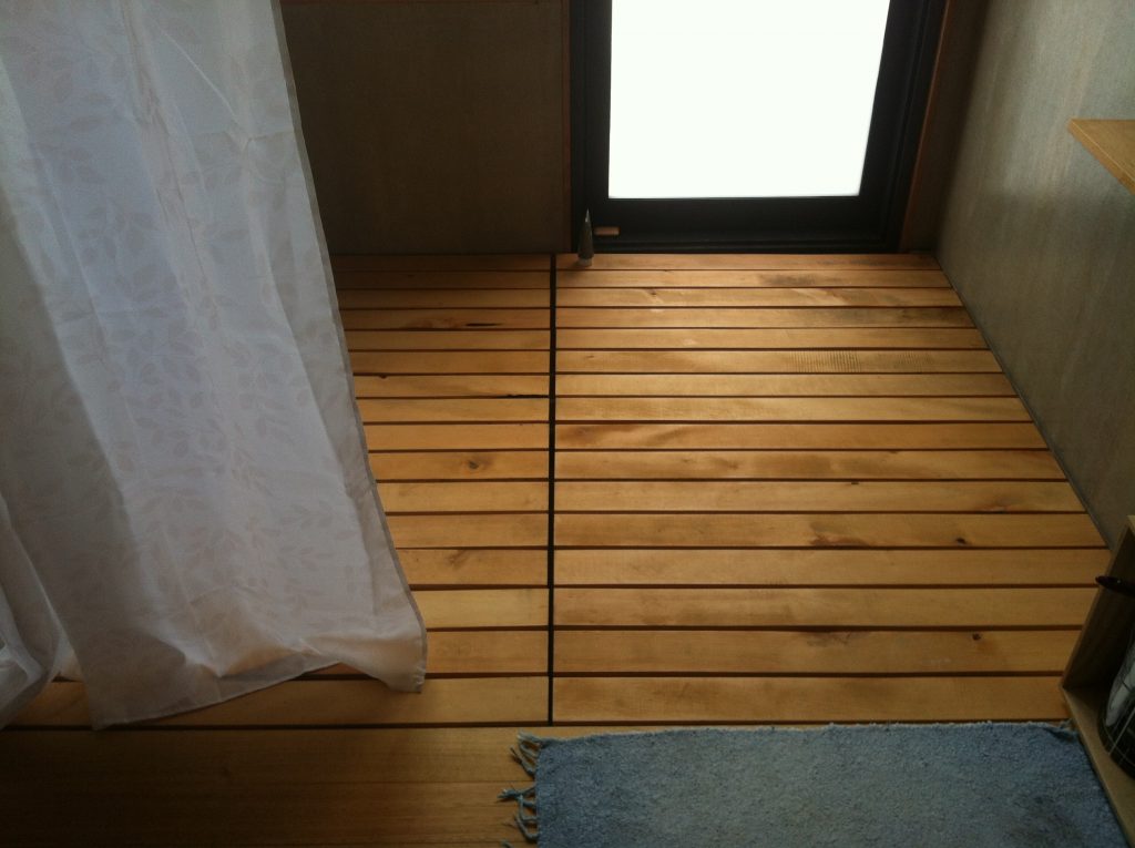 Room to swing a cat: the wet area of the bathroom (a bath will go on the left)